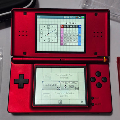 Nintendo DS Lite IPS SCREENS CUSTOM - Black/Shiny Red w/ Mods & Bundle