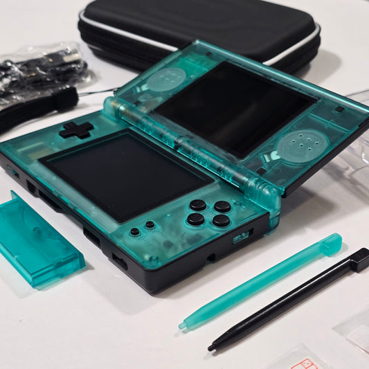 Nintendo DS Lite CUSTOM - Black/Transparent Green w/ Modded LED, Bundle