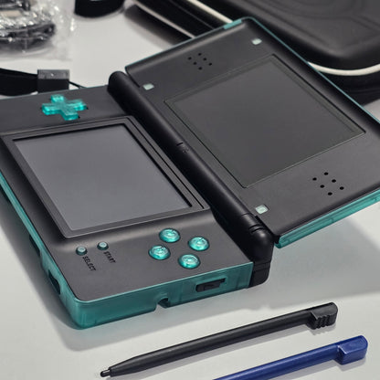 Nintendo DS Lite CUSTOM -Transparent Green/Black w/ Modded LED, Bundle