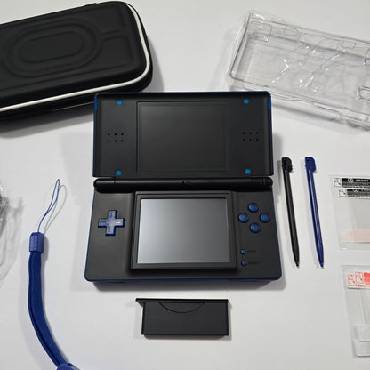 Nintendo DS Lite CUSTOM - Transparent Blue/Black w/ Modded LED, Bundle
