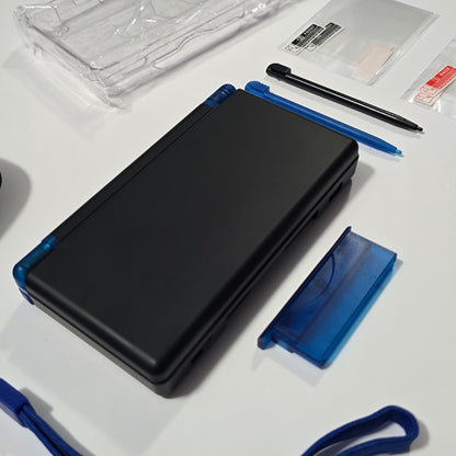Nintendo DS Lite CUSTOM - Black/Transparent Blue w/ Modded LED, Bundle