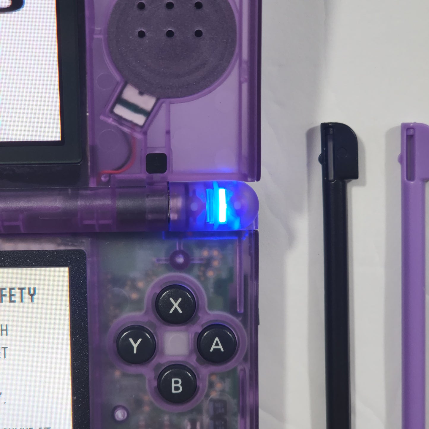Nintendo DS Lite CUSTOM - Clear Purple/Black ExtremeRate & OEM Nintendo Parts w/ Blue LED!