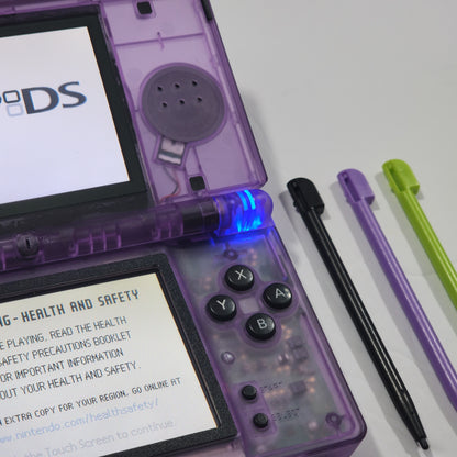 Nintendo DS Lite CUSTOM - Clear Purple/Black ExtremeRate & OEM Nintendo Parts w/ Blue LED!