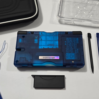 Nintendo DS Lite CUSTOM - Transparent Blue/Black w/ Modded LED, Bundle