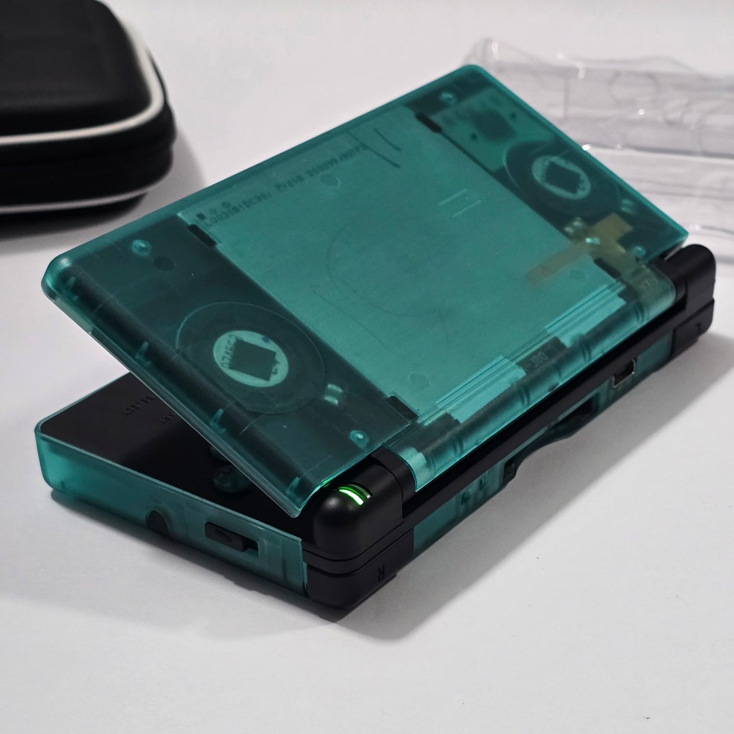 Nintendo DS Lite CUSTOM -Transparent Green/Black w/ Modded LED, Bundle