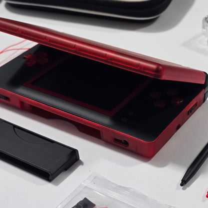 Nintendo DS Lite CUSTOM - Transparent Red/Black w/ Modded LED, Bundle