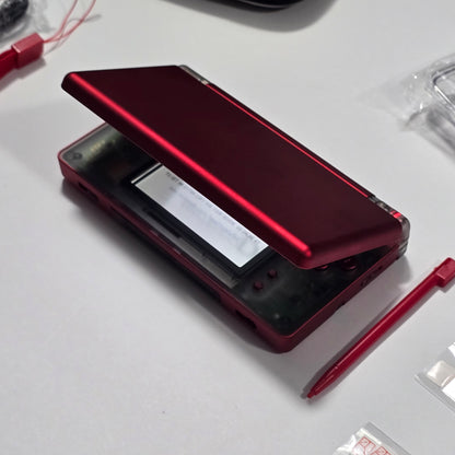 Nintendo DS Lite CUSTOM - Shiny Red/Clear Black w/ Modded LED, Bundle