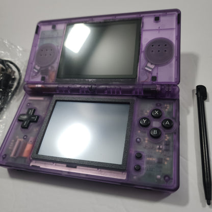 Nintendo DS Lite CUSTOM - Clear Purple/Black ExtremeRate & OEM Nintendo Parts w/ Blue LED!