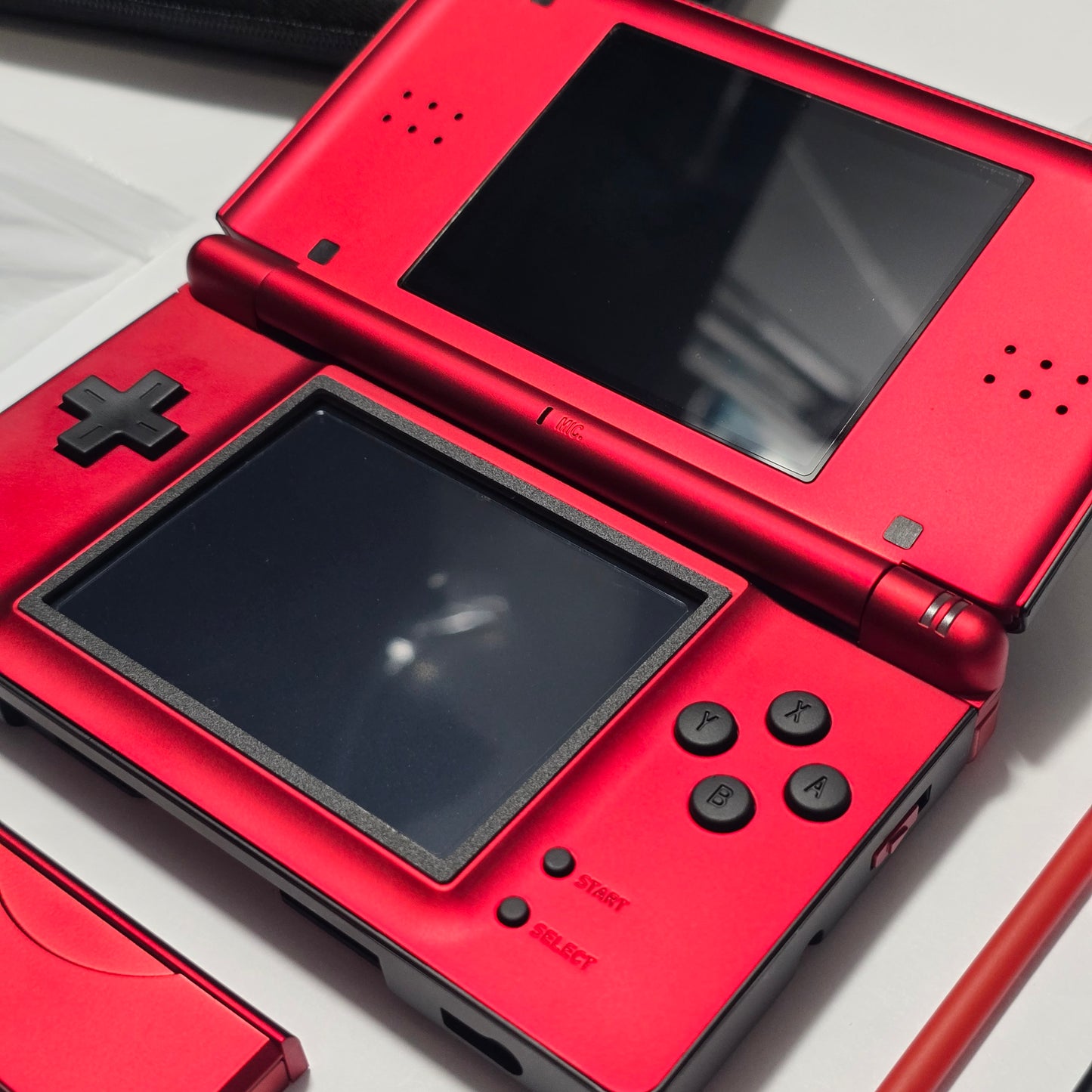 Nintendo DS Lite IPS SCREENS CUSTOM - Black/Shiny Red w/ Mods & Bundle (2)