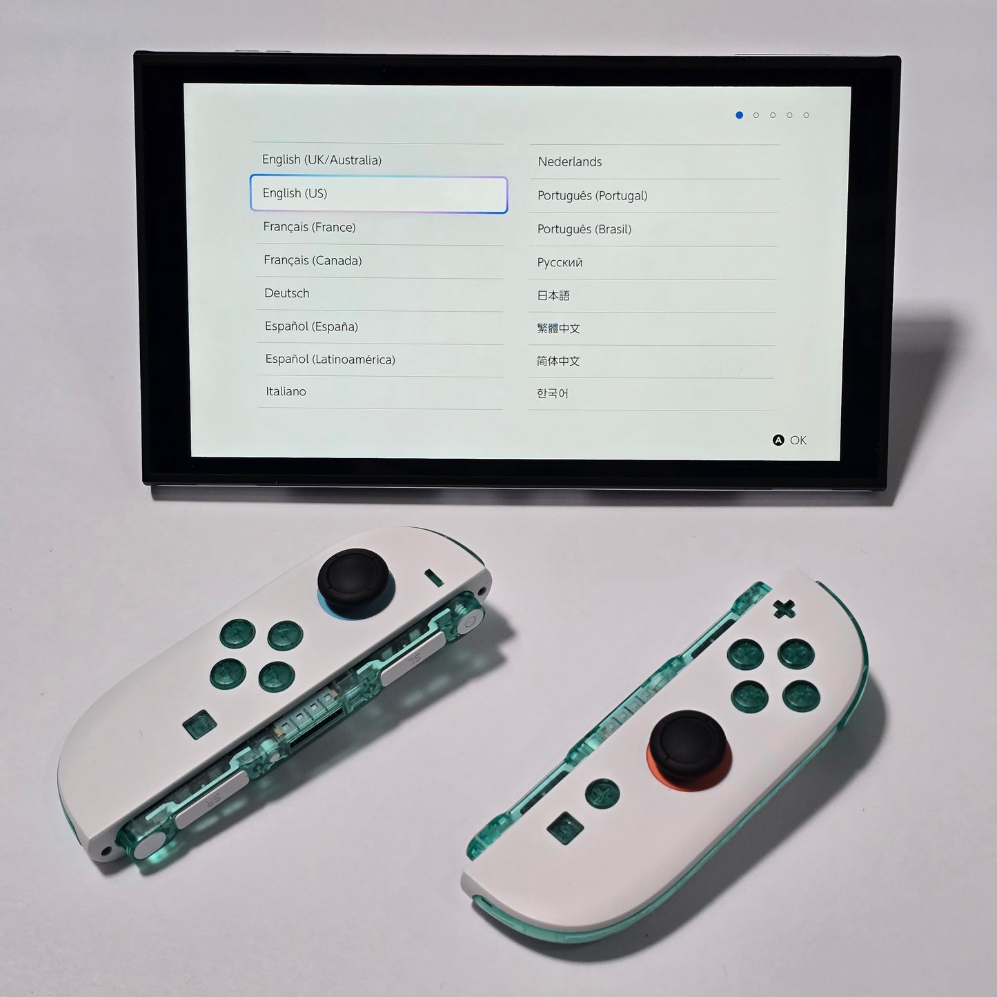 Nintendo Switch 2 CUSTOM -White with Clear Green Buttons & Accents, New in Box