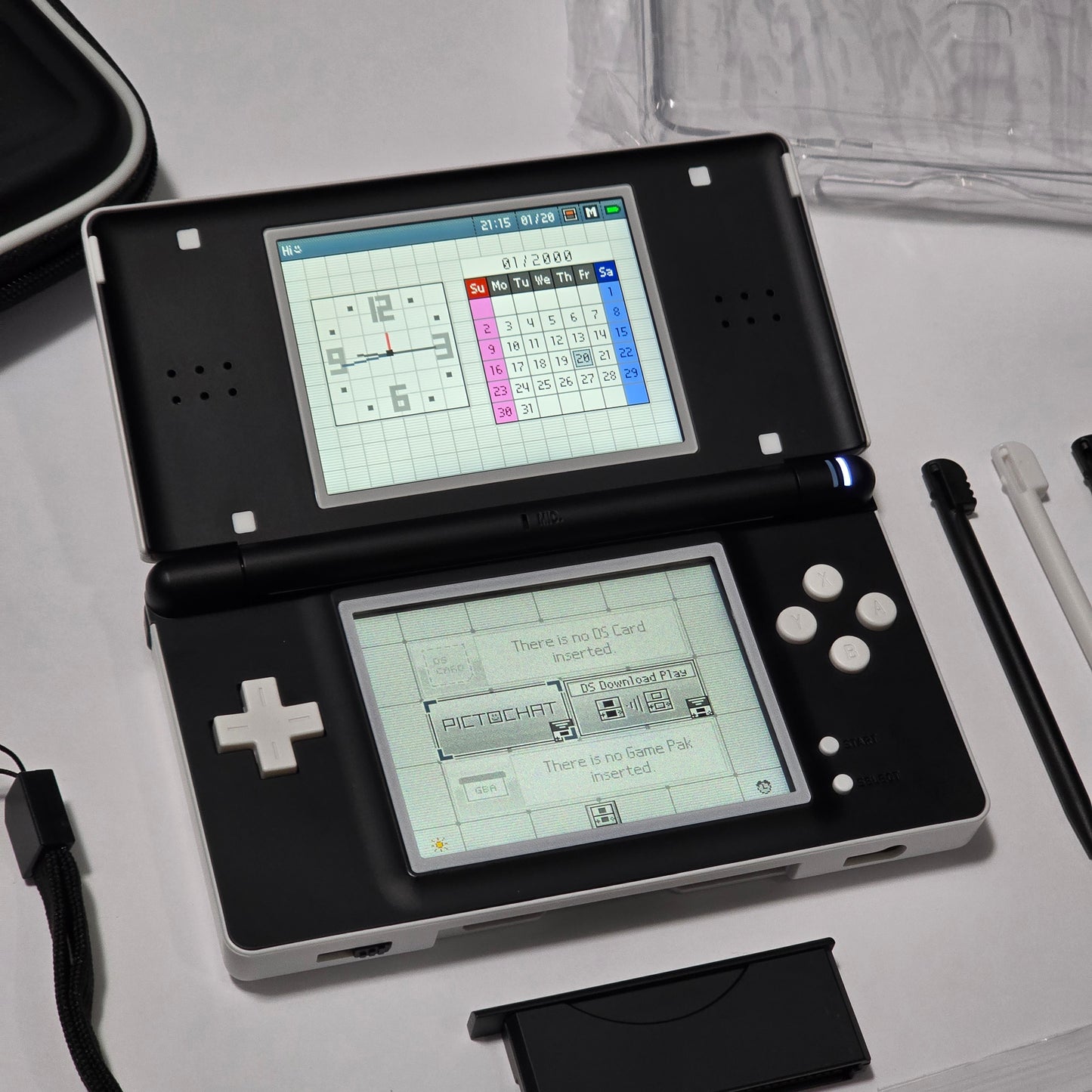 Nintendo DS Lite IPS SCREENS CUSTOM - White/Black w/ Mods & Bundle