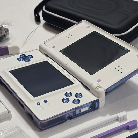 Nintendo DS Lite CUSTOM - Blue Purple Gradient/White w/ Modded LEDs, Bundle!