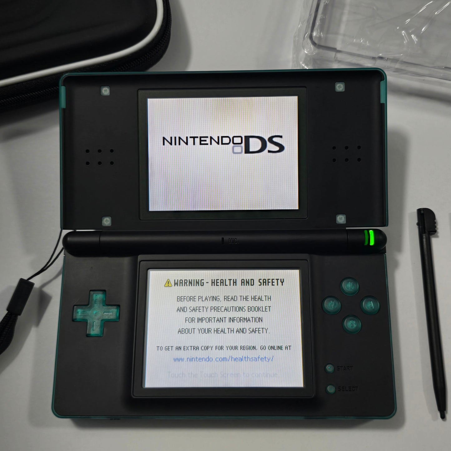 Nintendo DS Lite CUSTOM -Transparent Green/Black w/ Modded LED, Bundle