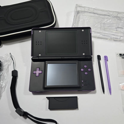 Nintendo DS Lite CUSTOM - Transparent Purple/Black w/ Modded LED, Bundle
