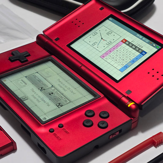 Nintendo DS Lite IPS SCREENS CUSTOM - Black/Shiny Red w/ Mods & Bundle (2)