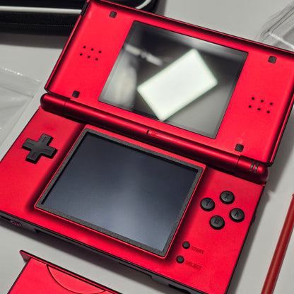 Nintendo DS Lite IPS SCREENS CUSTOM - Black/Shiny Red w/ Mods & Bundle