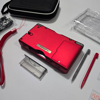 Nintendo DS Lite CUSTOM - Shiny Red/Clear Black w/ Modded LED, Bundle
