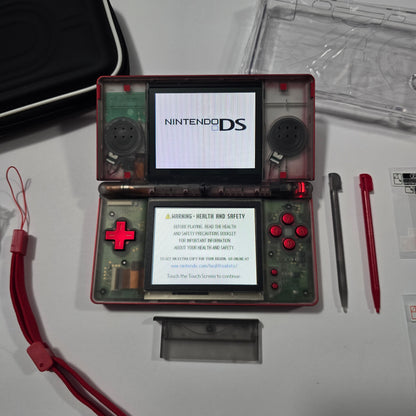Nintendo DS Lite CUSTOM - Shiny Red/Clear Black w/ Modded LED, Bundle