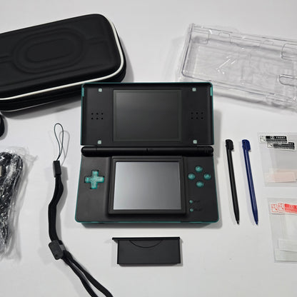 Nintendo DS Lite CUSTOM -Transparent Green/Black w/ Modded LED, Bundle