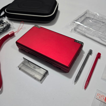 Nintendo DS Lite CUSTOM - Shiny Red/Clear Black w/ Modded LED, Bundle